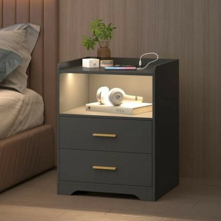پاتختی مدرن مشکی LEDدار مدل 001