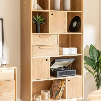 کتابخانه ایستاده MDF طرح چوب سبک میدسنچری (Mid-Century) مدل 010