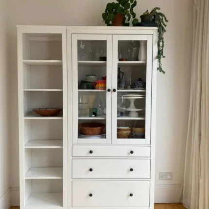 بوفه و کتابخانه ترکیبی MDF سفید مدل کلاسیک مدرن مدل 002