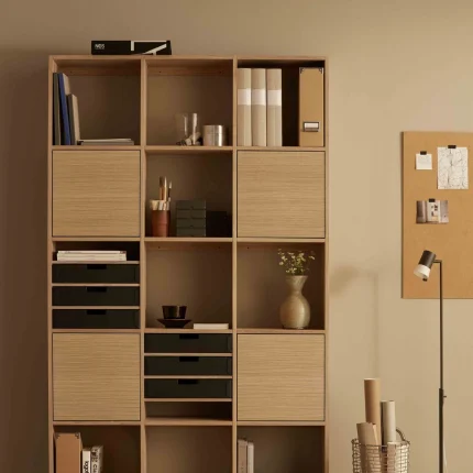 کتابخانه ایستاده MDF طرح چوب سبک میدسنچری (Mid-Century) مدل 010