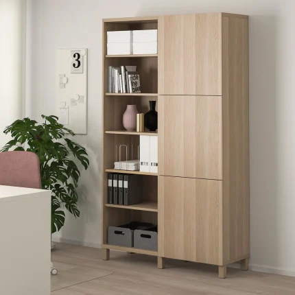 کمد و کتابخانه ترکیبی MDF طرح اسکاندیناوی مدل 006