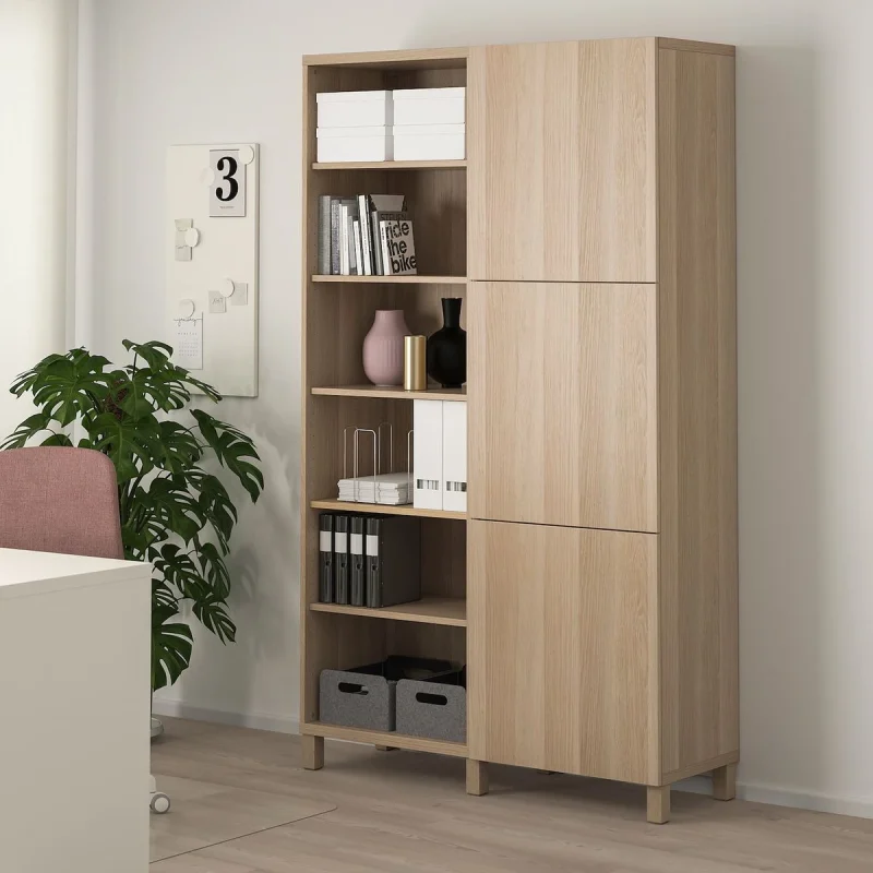کمد و کتابخانه ترکیبی MDF طرح اسکاندیناوی مدل 006
