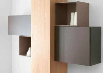 ست یونیت دیواری معلق مدرن طرح چوب و فیلی مدل 008