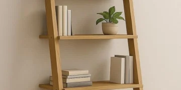 کتابخانه نردبانی کشودار مدرن طرح چوب مدل 001