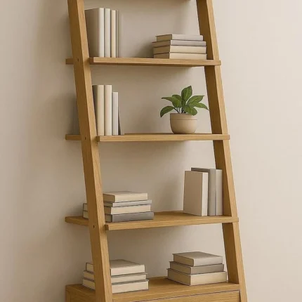 کتابخانه نردبانی کشودار مدرن طرح چوب مدل 001