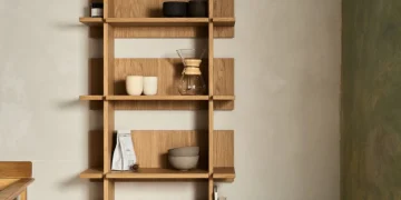 کتابخانه نردبانی طرح چوب مدرن مدل 002