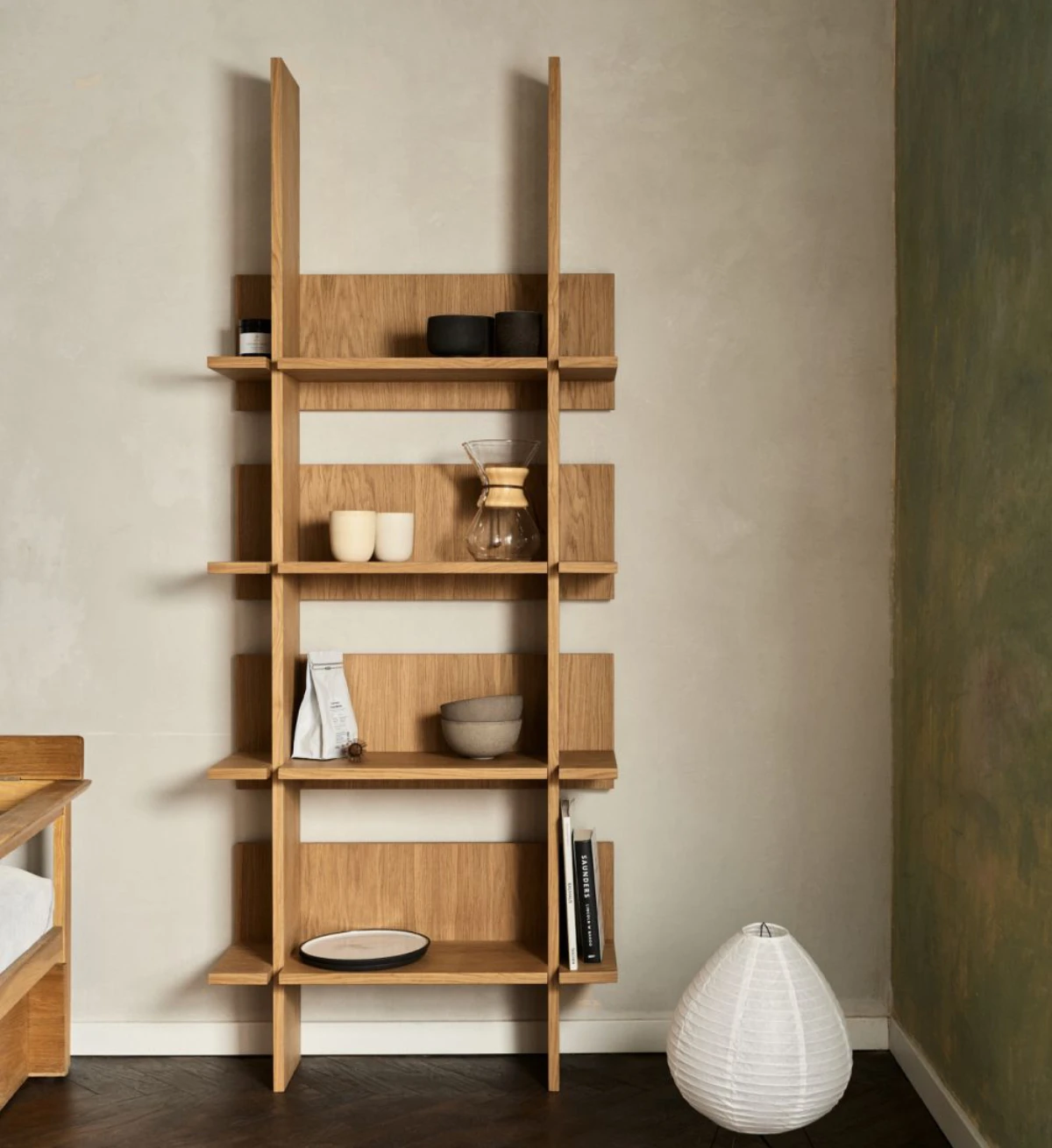 کتابخانه نردبانی طرح چوب مدرن مدل 002