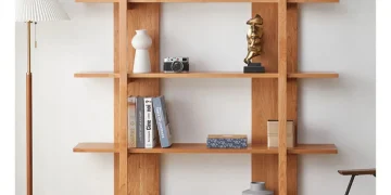 کتابخانه نردبانی عریض و افقی طرح چوب مدل 011