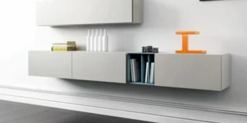 شلف دیواری ترکیبی طوسی-آبی مدرن مدل 001