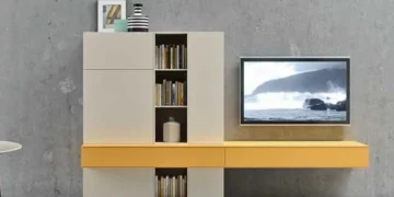 ست شلف باکس و میز TV خردلی-کرم مدرن مدل 010