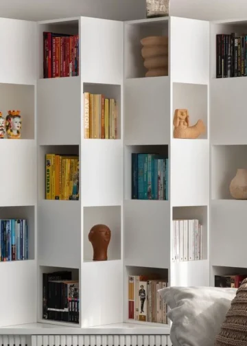 کتابخانه مدرن سفید مکعبی شطرنجی کد